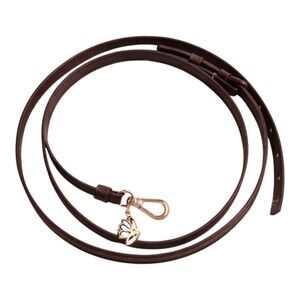 Brown Faux Leather Lanyard with Rose Gold Flower Charm